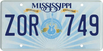 MS license plate ZOR749