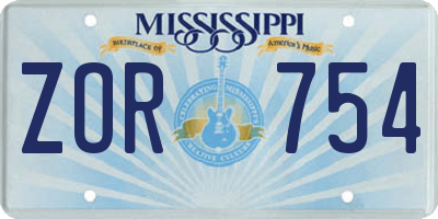 MS license plate ZOR754