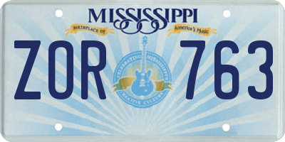 MS license plate ZOR763