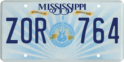 MS license plate ZOR764