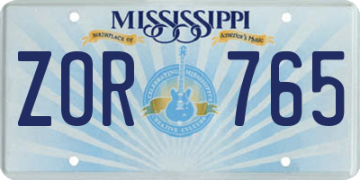 MS license plate ZOR765