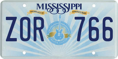 MS license plate ZOR766
