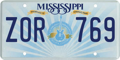 MS license plate ZOR769