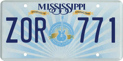 MS license plate ZOR771