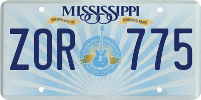 MS license plate ZOR775
