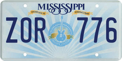 MS license plate ZOR776