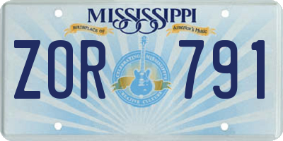 MS license plate ZOR791