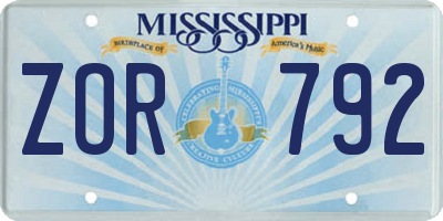 MS license plate ZOR792
