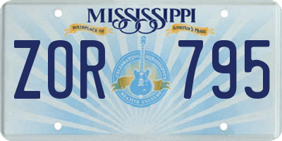 MS license plate ZOR795