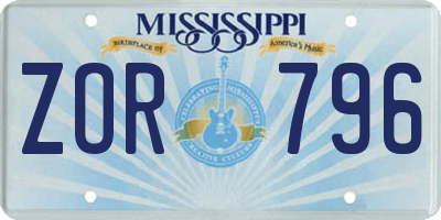MS license plate ZOR796
