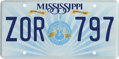 MS license plate ZOR797