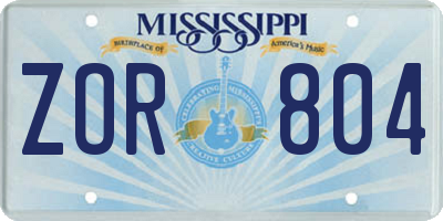 MS license plate ZOR804