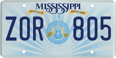 MS license plate ZOR805