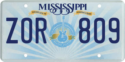 MS license plate ZOR809