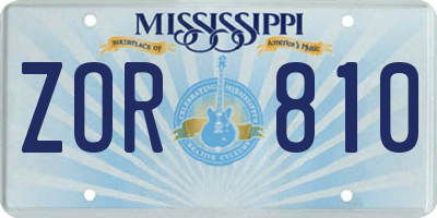 MS license plate ZOR810