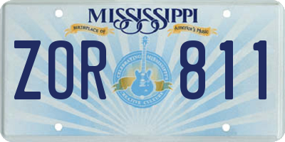 MS license plate ZOR811