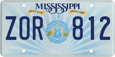 MS license plate ZOR812