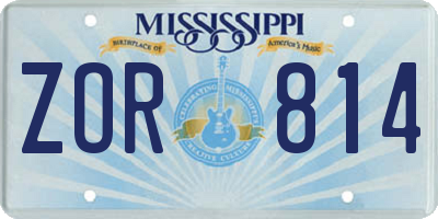 MS license plate ZOR814