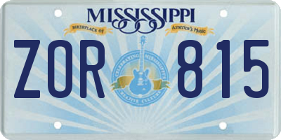 MS license plate ZOR815