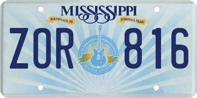 MS license plate ZOR816