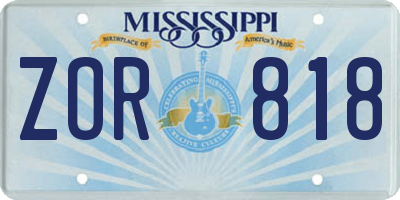 MS license plate ZOR818