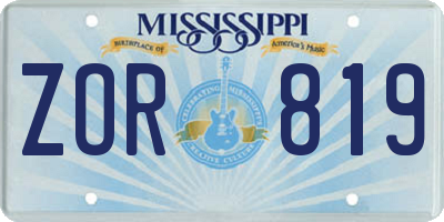 MS license plate ZOR819