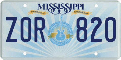 MS license plate ZOR820