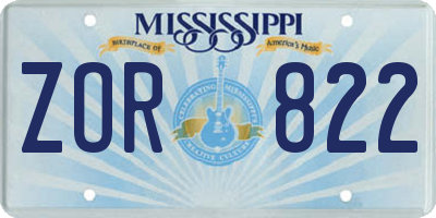 MS license plate ZOR822