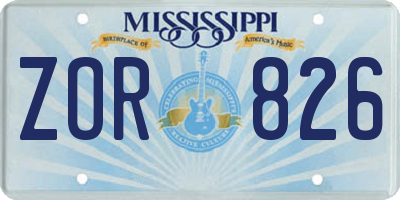 MS license plate ZOR826