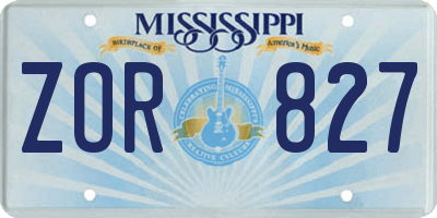 MS license plate ZOR827