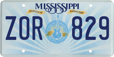 MS license plate ZOR829
