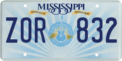 MS license plate ZOR832