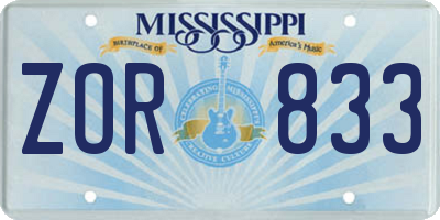 MS license plate ZOR833