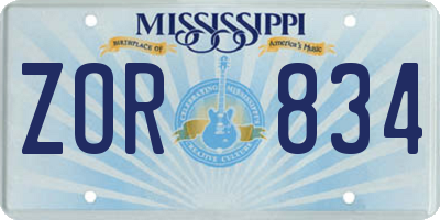 MS license plate ZOR834