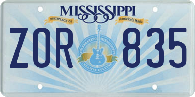 MS license plate ZOR835