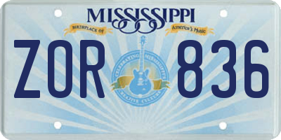 MS license plate ZOR836