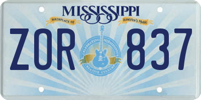 MS license plate ZOR837