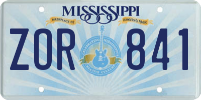 MS license plate ZOR841