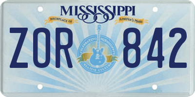 MS license plate ZOR842