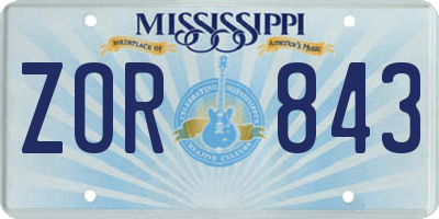 MS license plate ZOR843