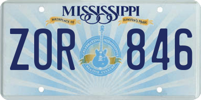 MS license plate ZOR846