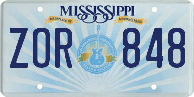 MS license plate ZOR848