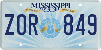 MS license plate ZOR849