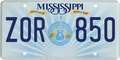 MS license plate ZOR850