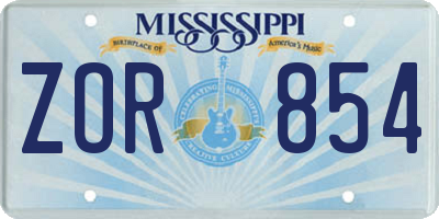 MS license plate ZOR854