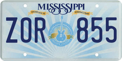 MS license plate ZOR855