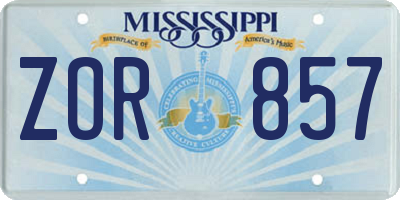MS license plate ZOR857