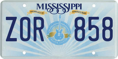 MS license plate ZOR858