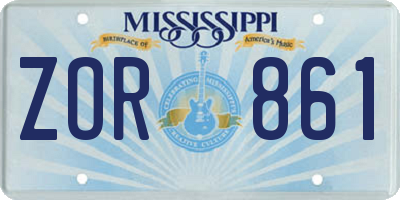 MS license plate ZOR861