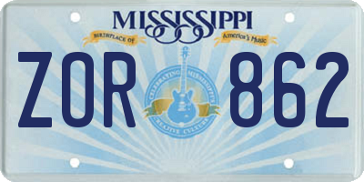 MS license plate ZOR862
